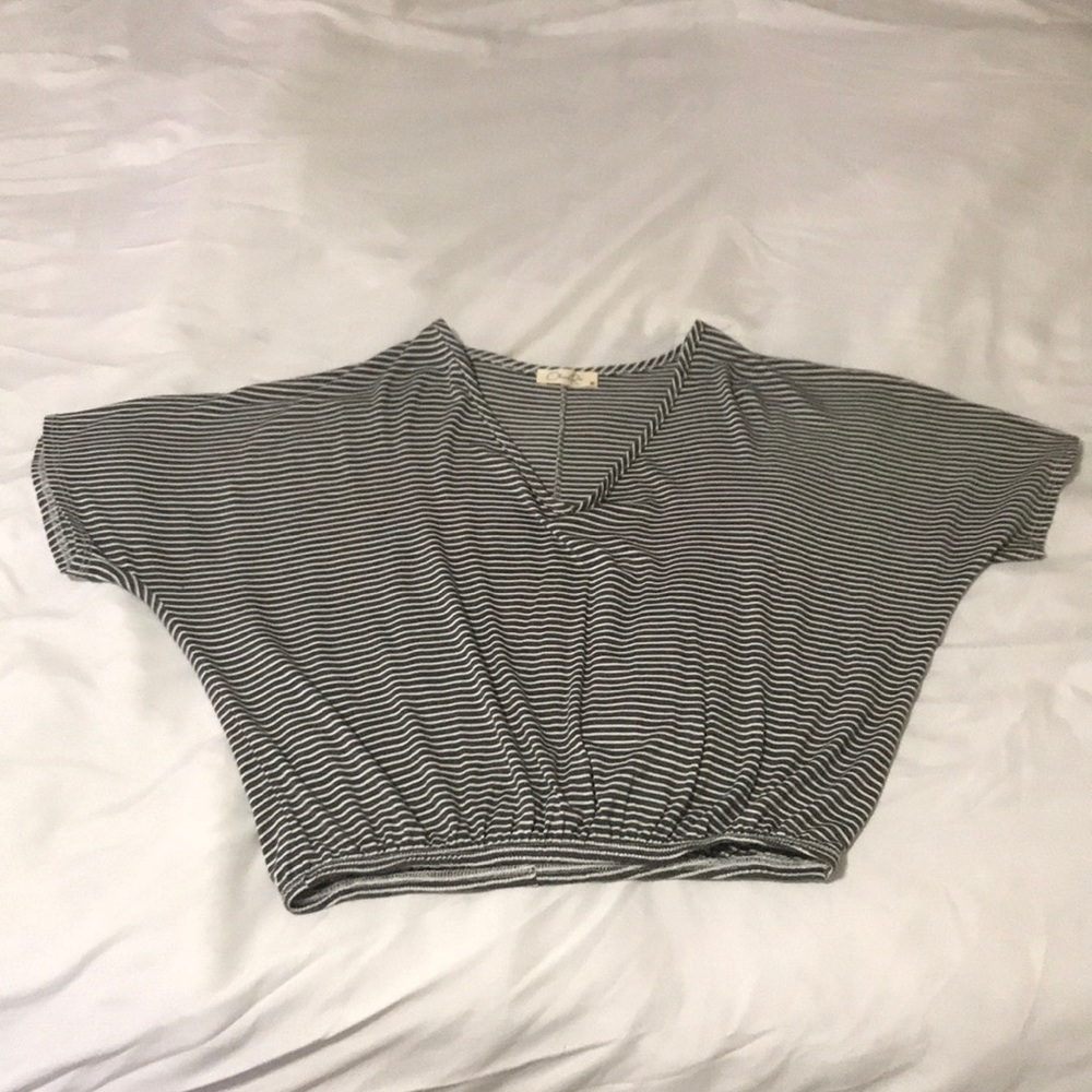 Gray Striped Crop Top